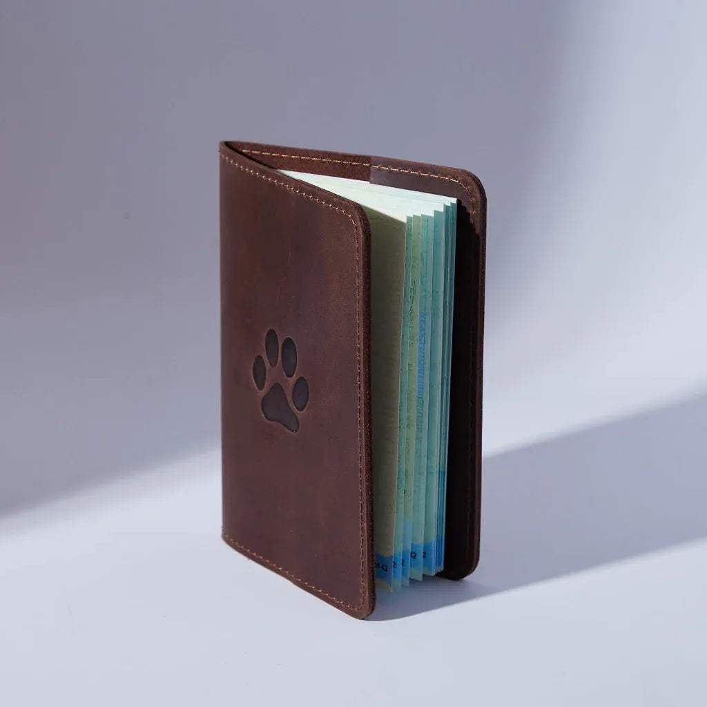 Leather cover for a veterinary passport Paw - INCARNE® Global