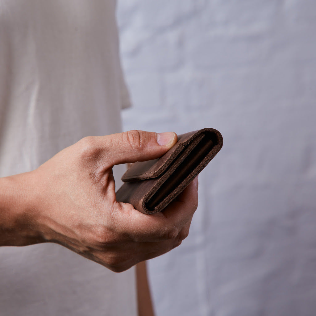 Lean Compact RFID-blocking wallet made of vintage leather