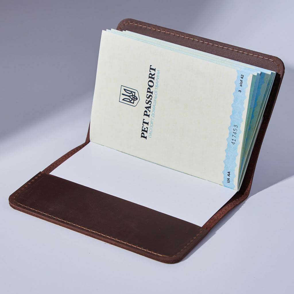Leather cover for a veterinary passport Paw