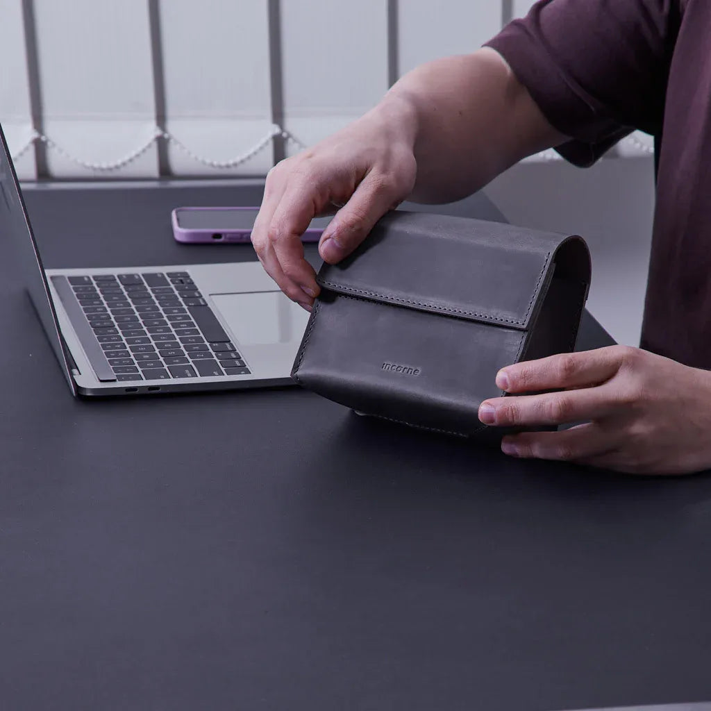 Wire Keeper Leather Organizer for Cables, Mouse, Adapters - INCARNE® Global