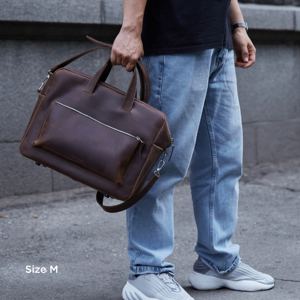 New Traveller Bolso de viaje y diario grande de piel