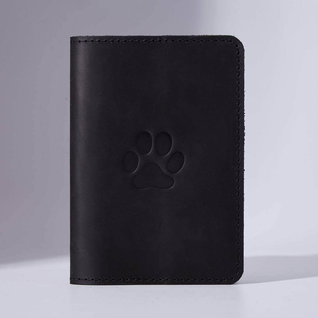 Leather cover for a veterinary passport Paw