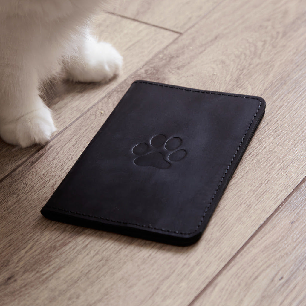 Leather cover for a veterinary passport Paw