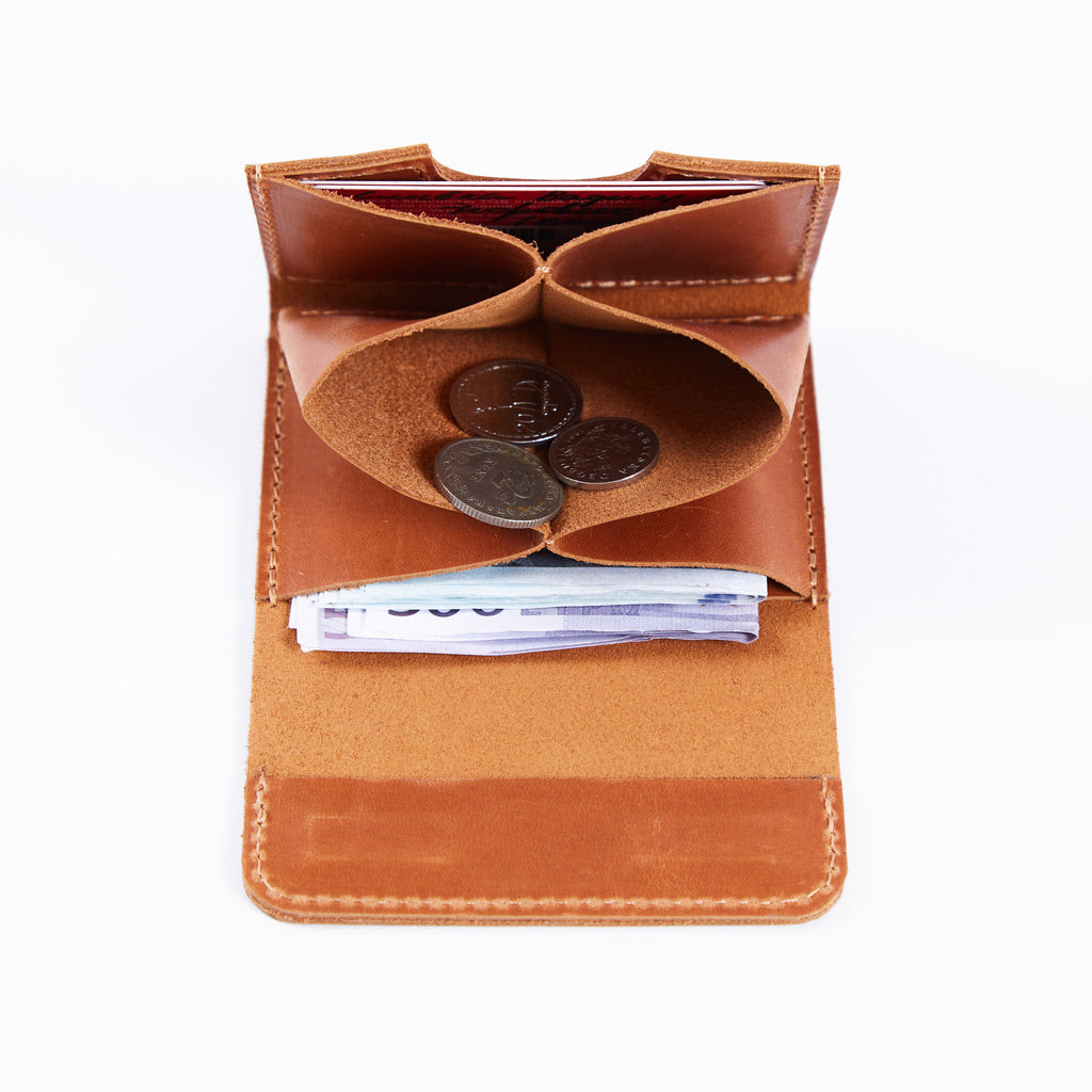 Lean Compact RFID-blocking wallet made of vintage leather