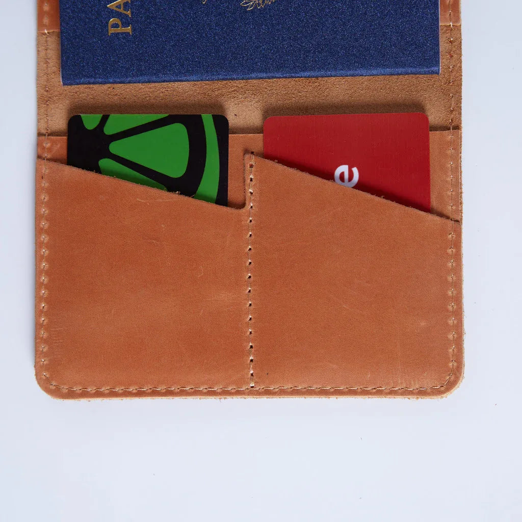 Passport Cover with Pockets Made from Vintage Leather - INCARNEĀ® Global