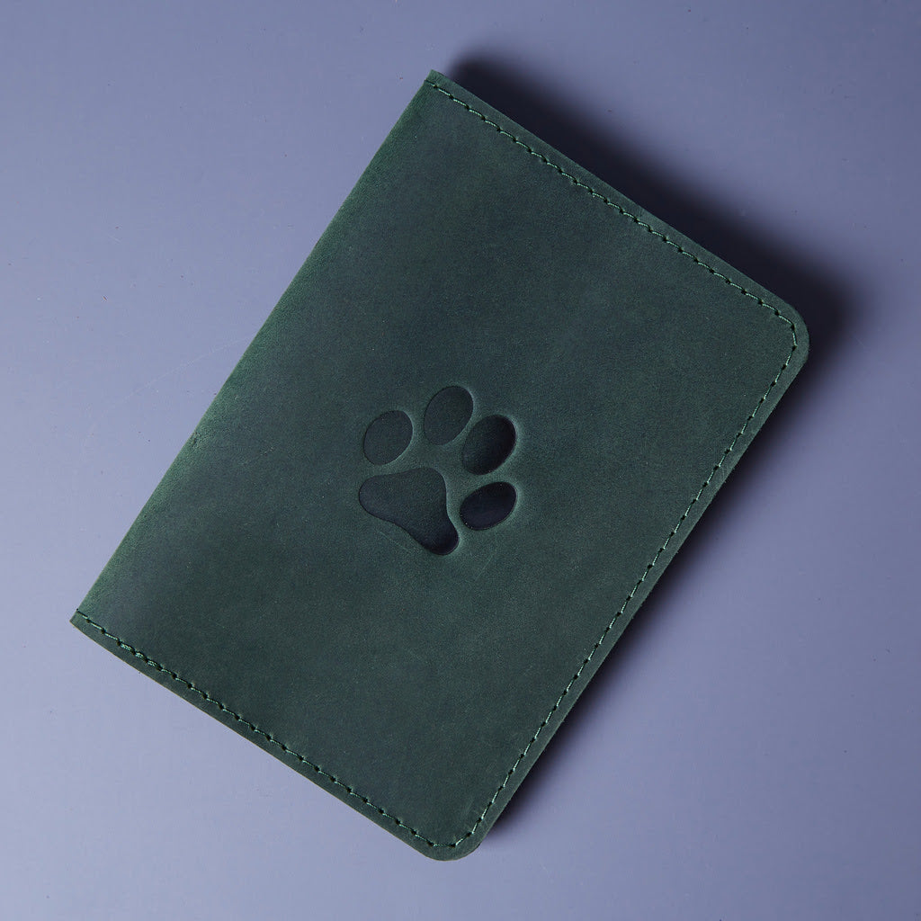 Leather cover for a veterinary passport Paw