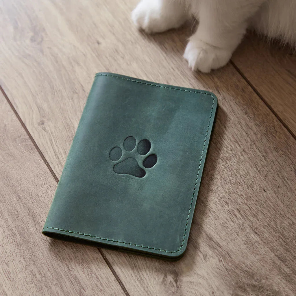 Leather cover for a veterinary passport Paw - INCARNE® Global