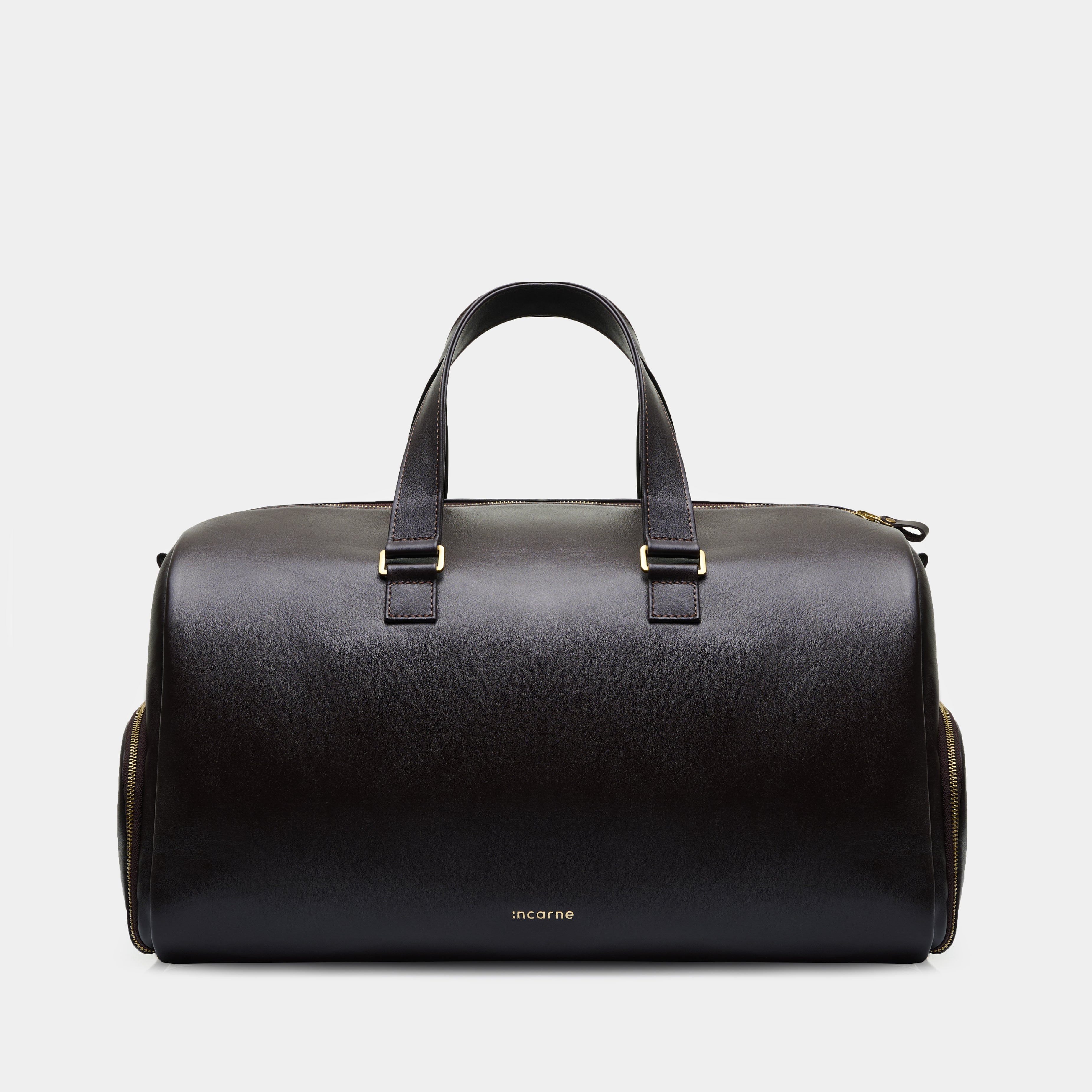 Nomad leather travel bag by INCARNE® – chocolate duffle bag for