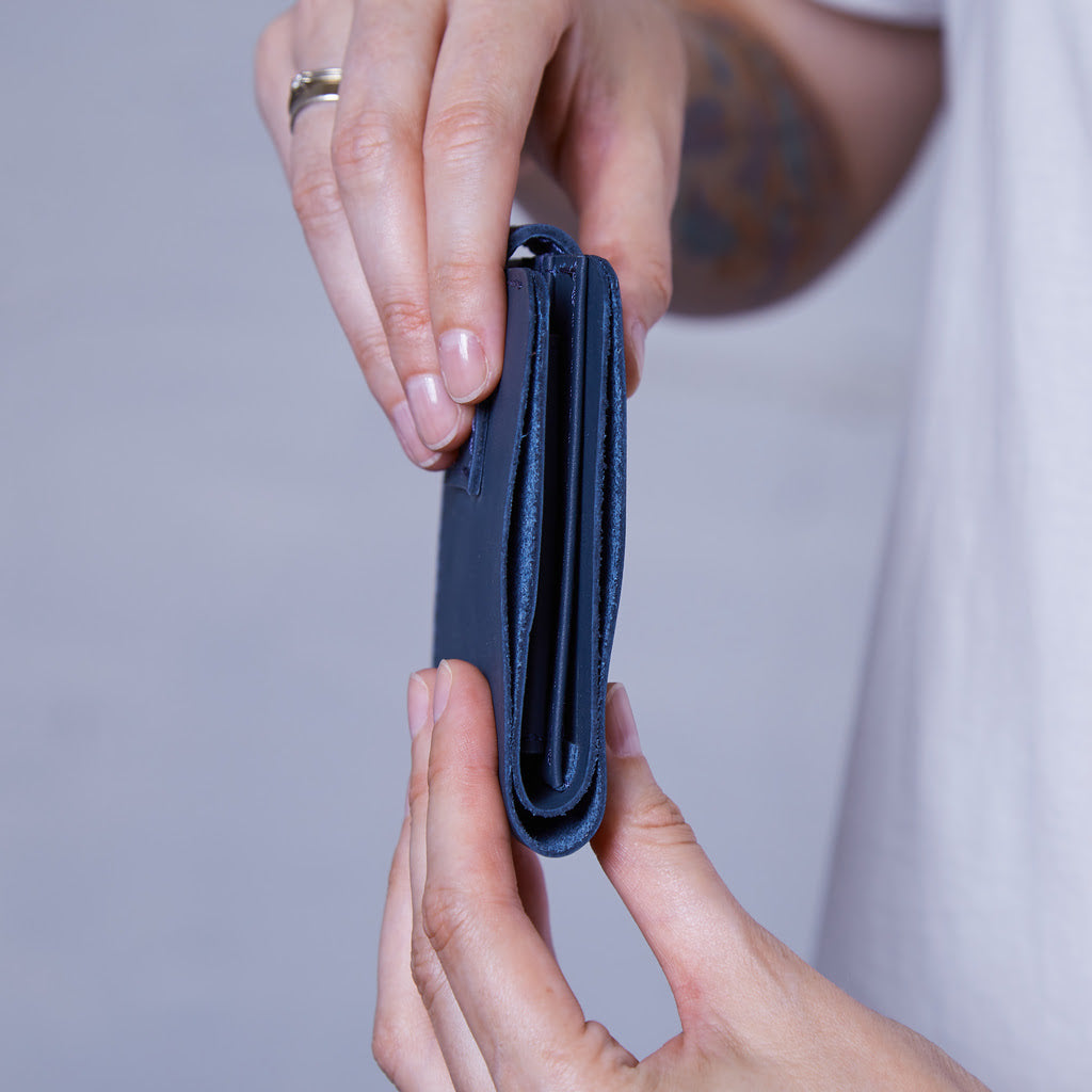 Mini Jack RFID-blocking wallet made from classic leather