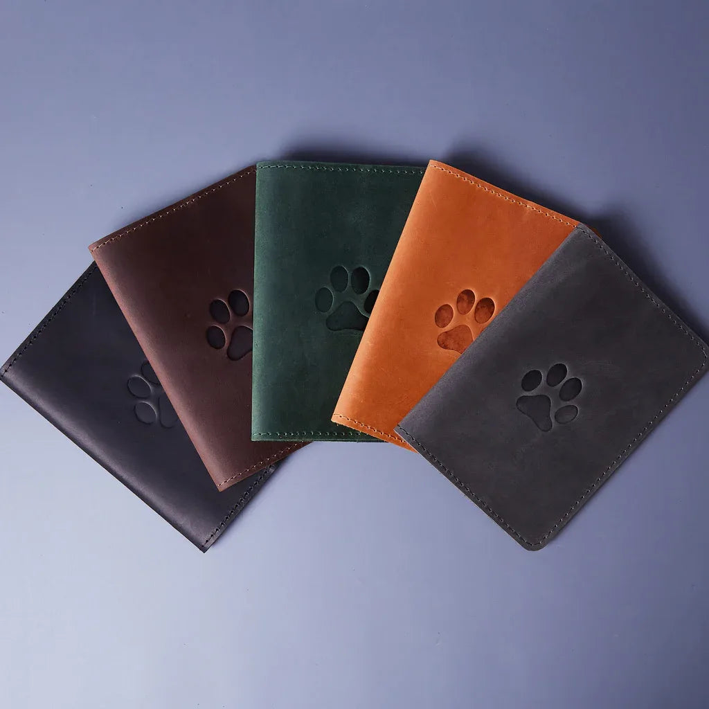Leather cover for a veterinary passport Paw - INCARNE® Global