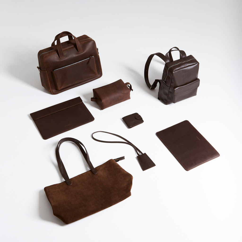 New Traveller Bolso de viaje y diario grande de piel