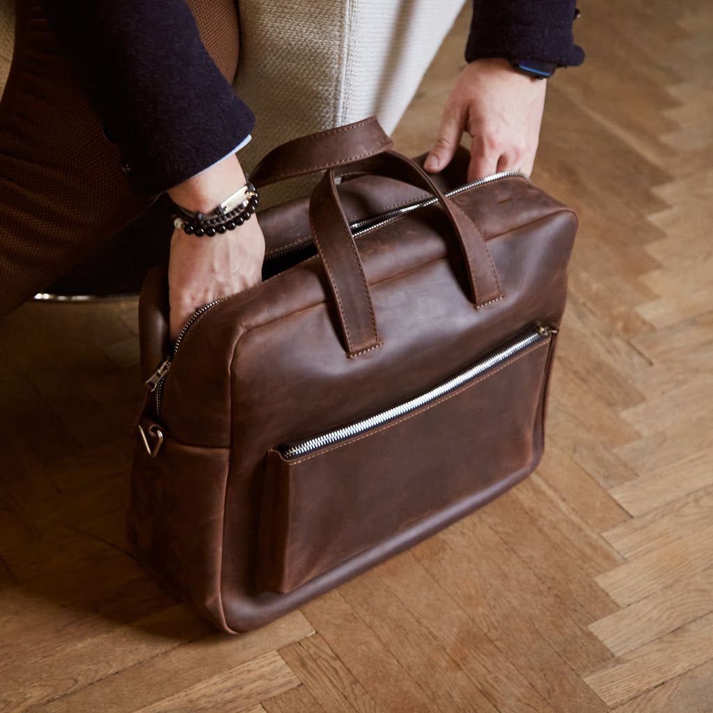 New Traveller Bolso de viaje y diario grande de piel