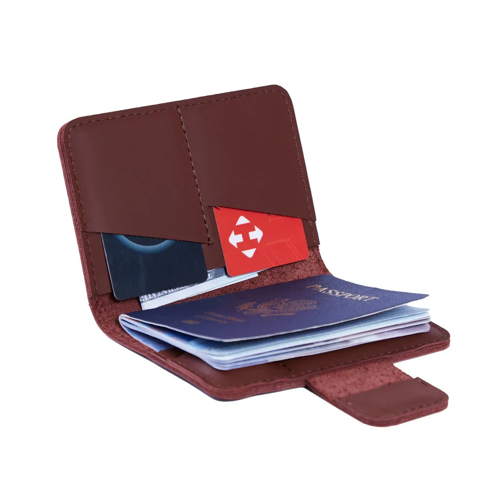 Smart Journey Classic Leather Passport Cover for Travel with AirTag and Cards Holders - INCARNE® Global