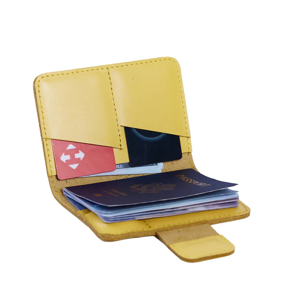 Smart Journey Classic Leather Passport Cover for Travel with AirTag and Cards Holders - INCARNE® Global