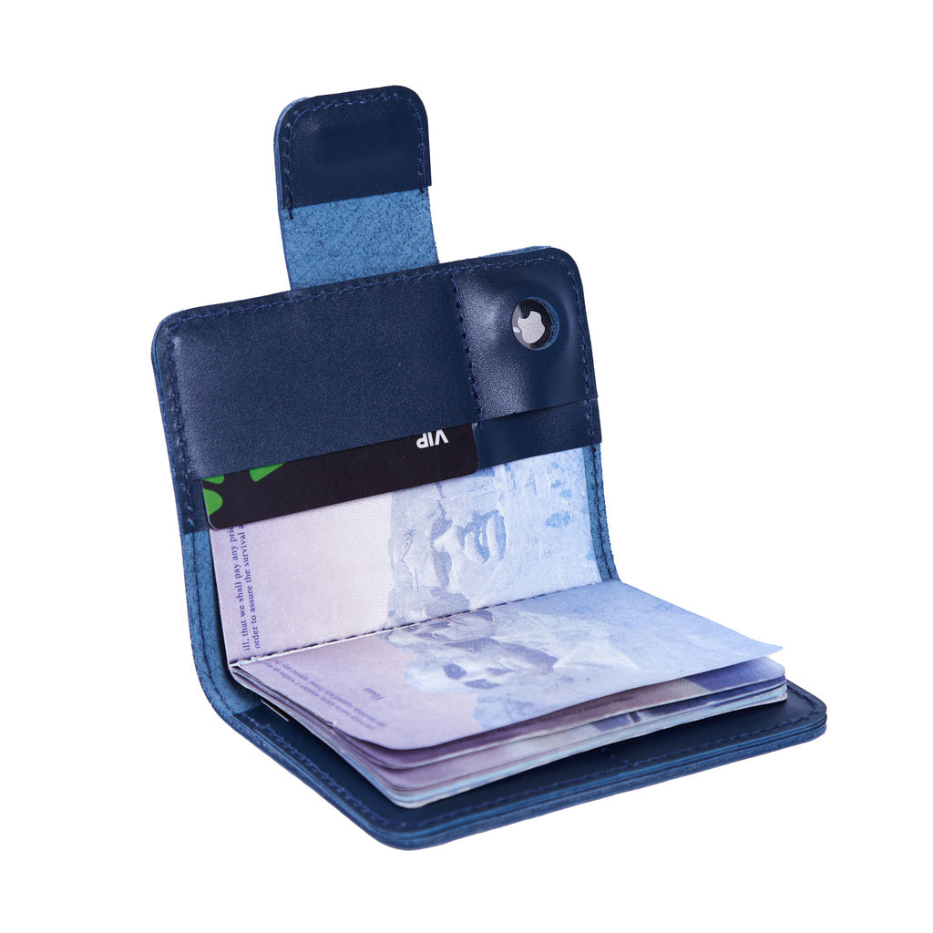 Smart Journey Classic Leather Passport Cover for Travel with AirTag and Cards Holders
