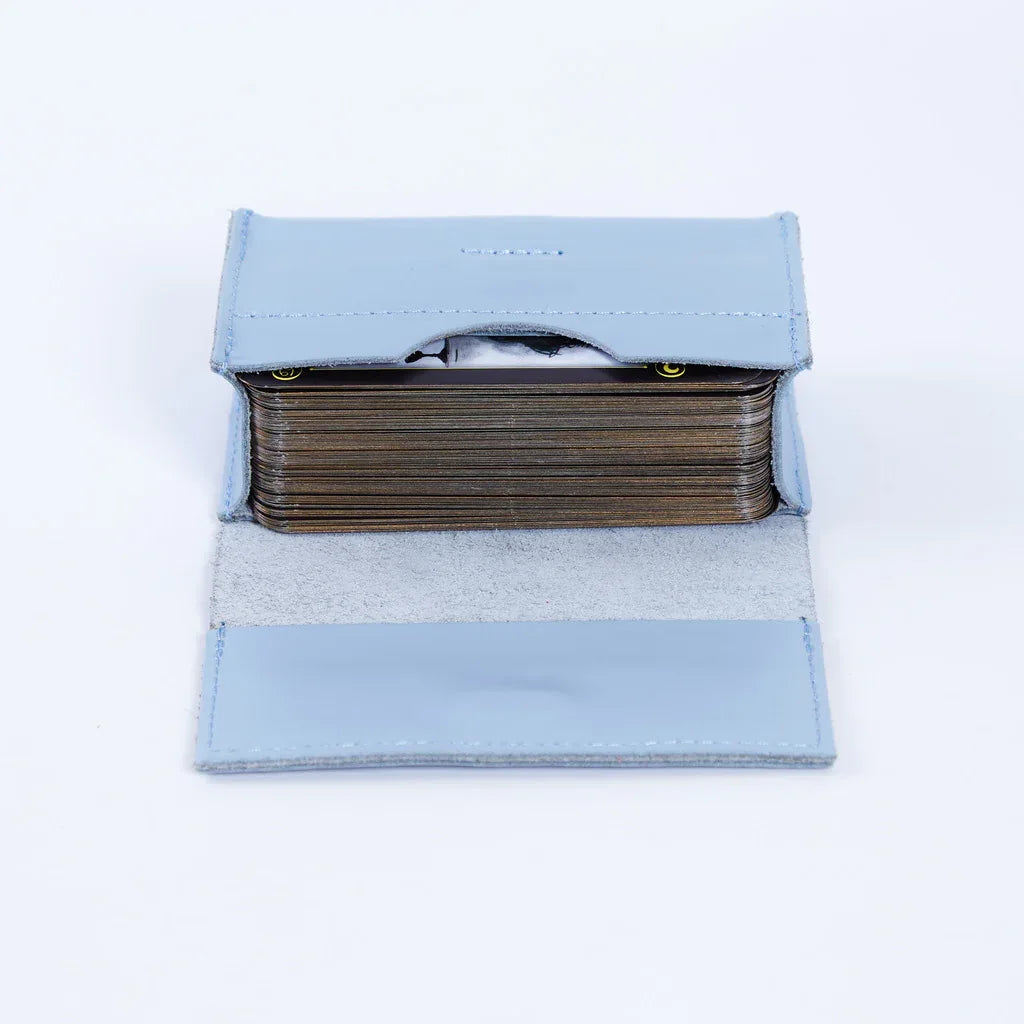 Horizontal tarot bag with magnetic clasp made from classic leather - INCARNE® Global