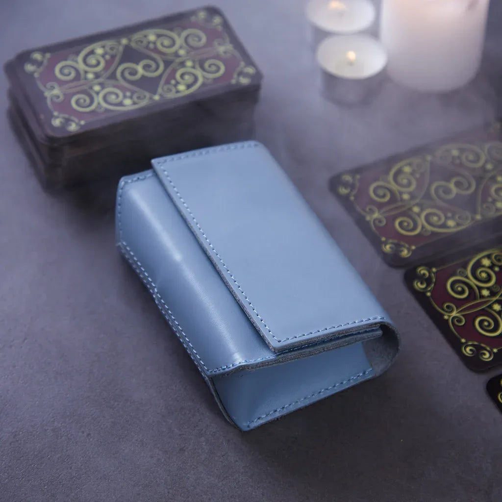 Horizontal tarot bag with magnetic clasp made from classic leather - INCARNE® Global