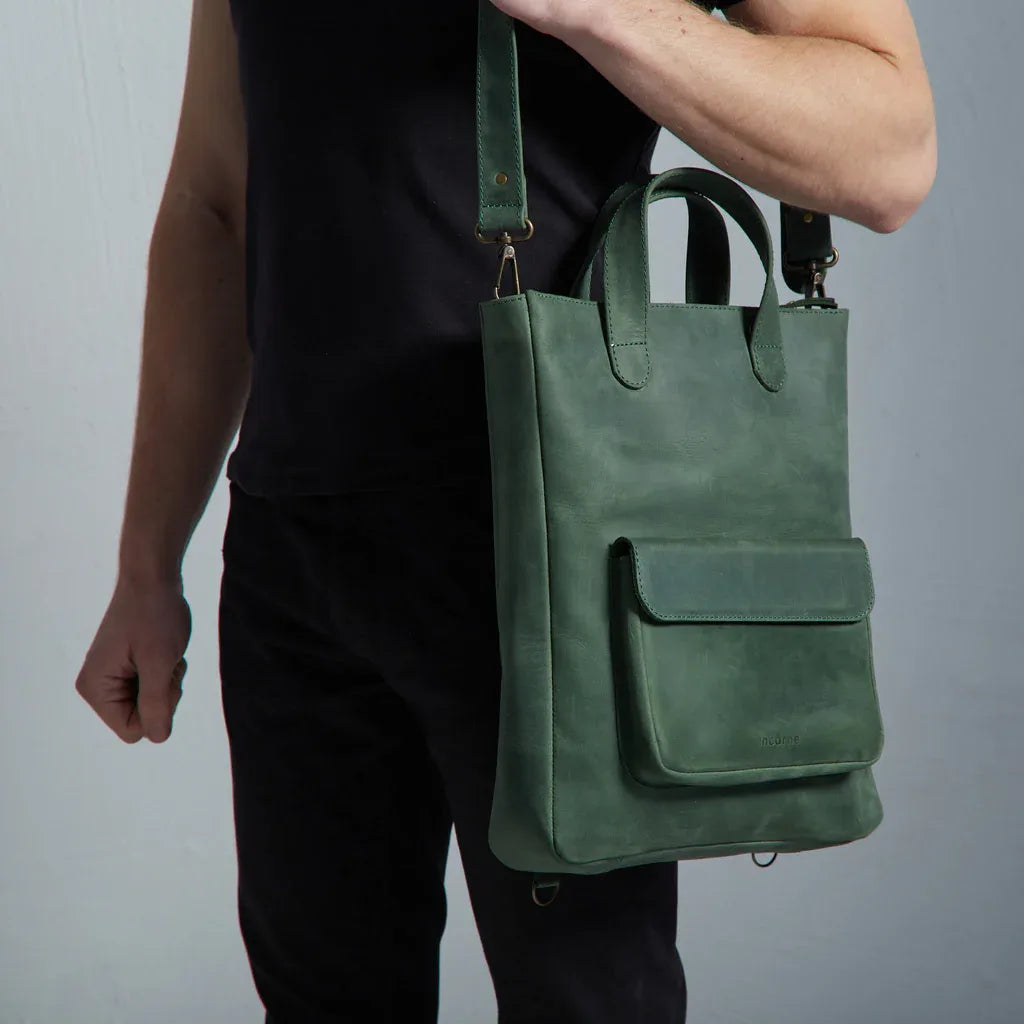 Leather Laptop Convertible Bag Voyager Long - INCARNE® Global