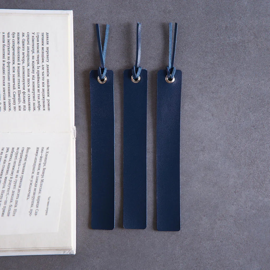 Bookmarks long made from classic leather (set of 3) - INCARNE® Global