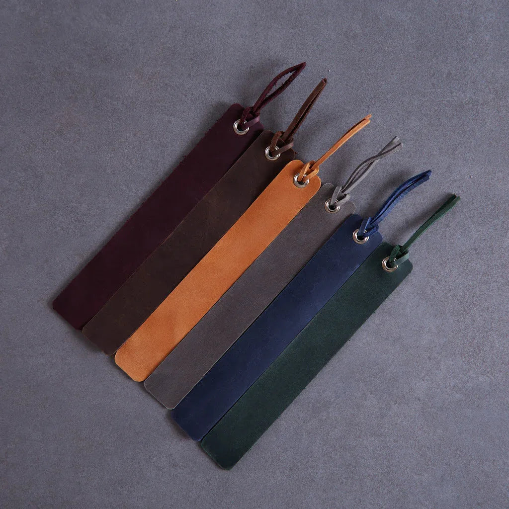 Bookmarks long made from vintage leather (set of 3) - INCARNEĀ® Global