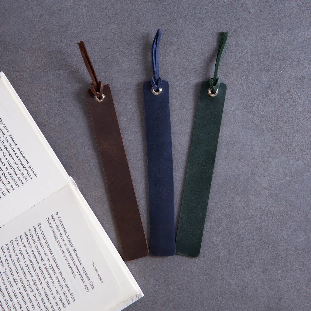 Bookmarks long made from vintage leather (set of 3) - INCARNEĀ® Global