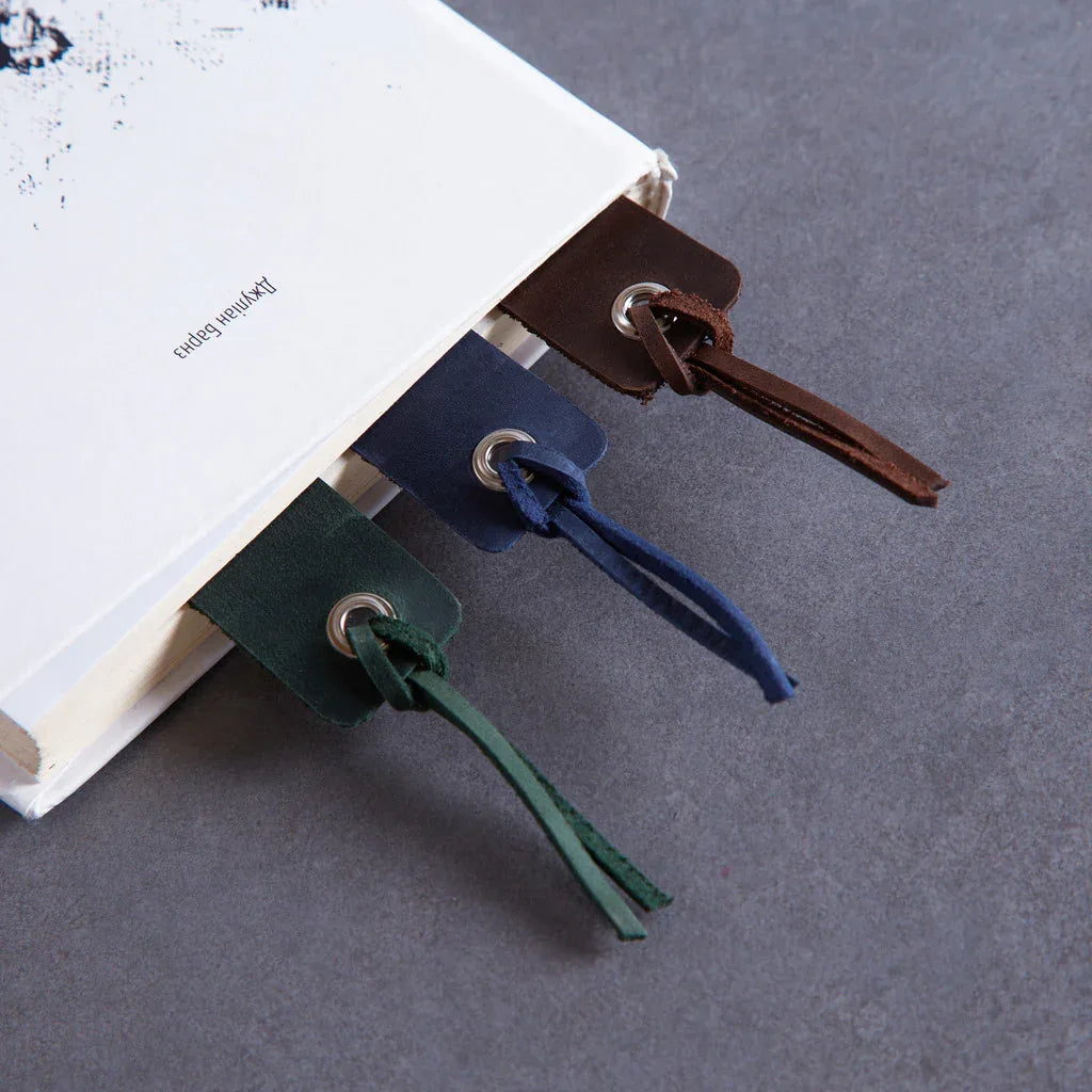 Bookmarks long made from vintage leather (set of 3) - INCARNEĀ® Global