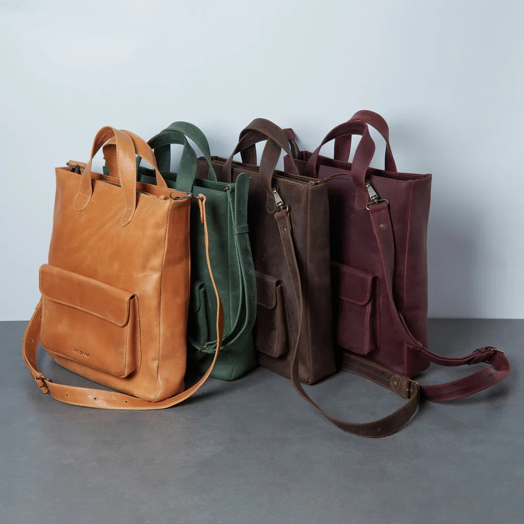 Leather Laptop Convertible Bag Voyager Long - INCARNE® Global