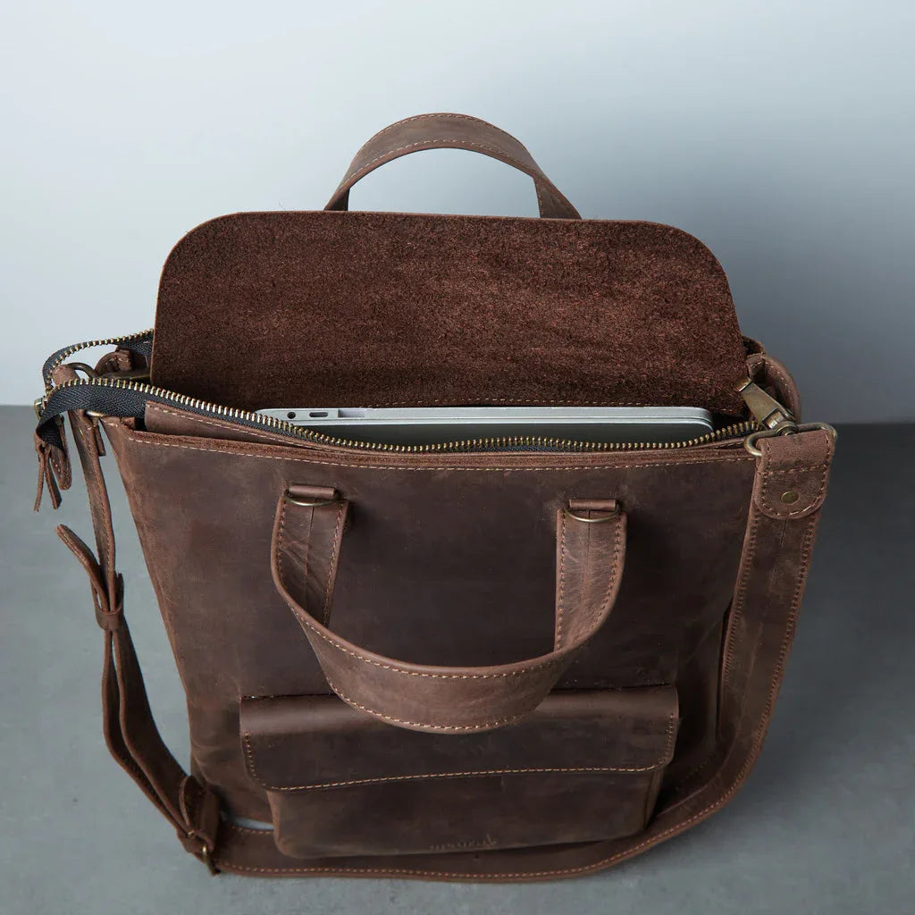 Leather Laptop Convertible Bag Voyager Long - INCARNE® Global