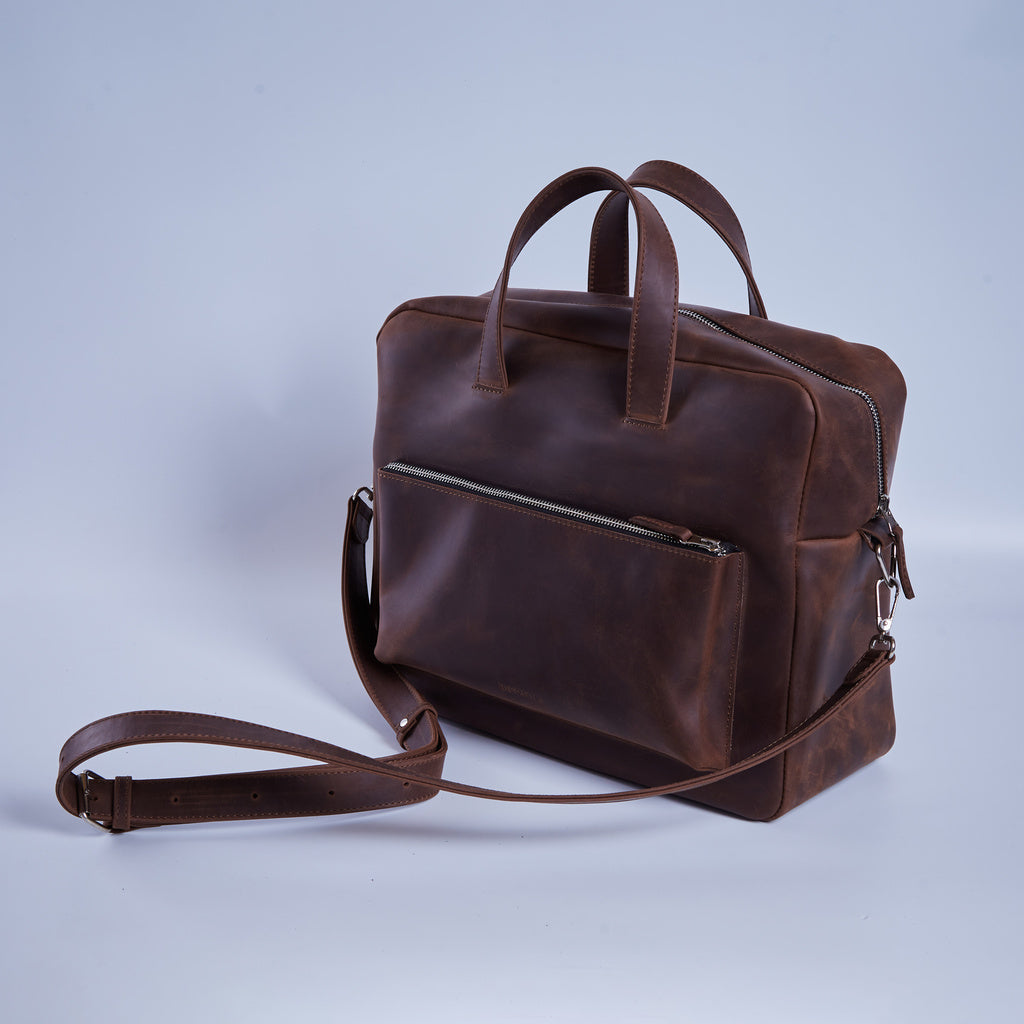 New Traveller Bolso de viaje y diario grande de piel