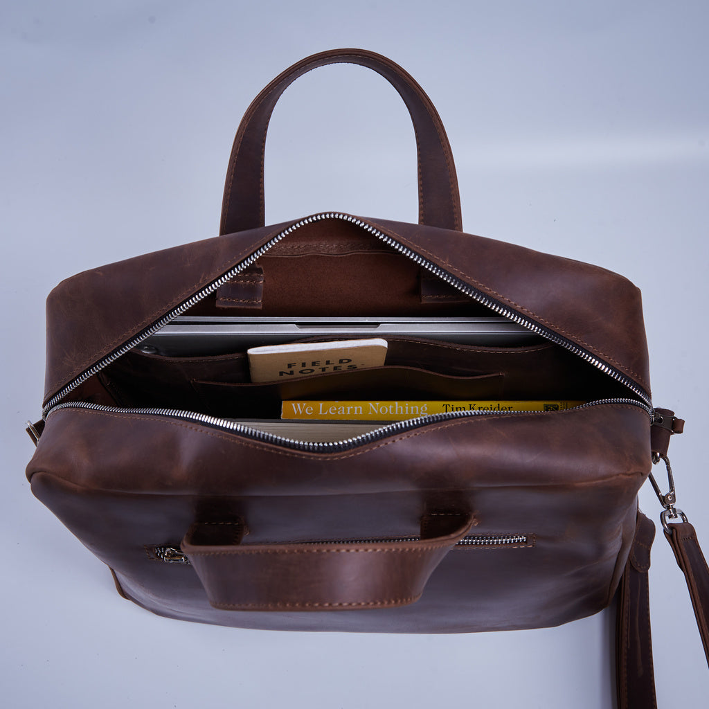New Traveller Bolso de viaje y diario grande de piel