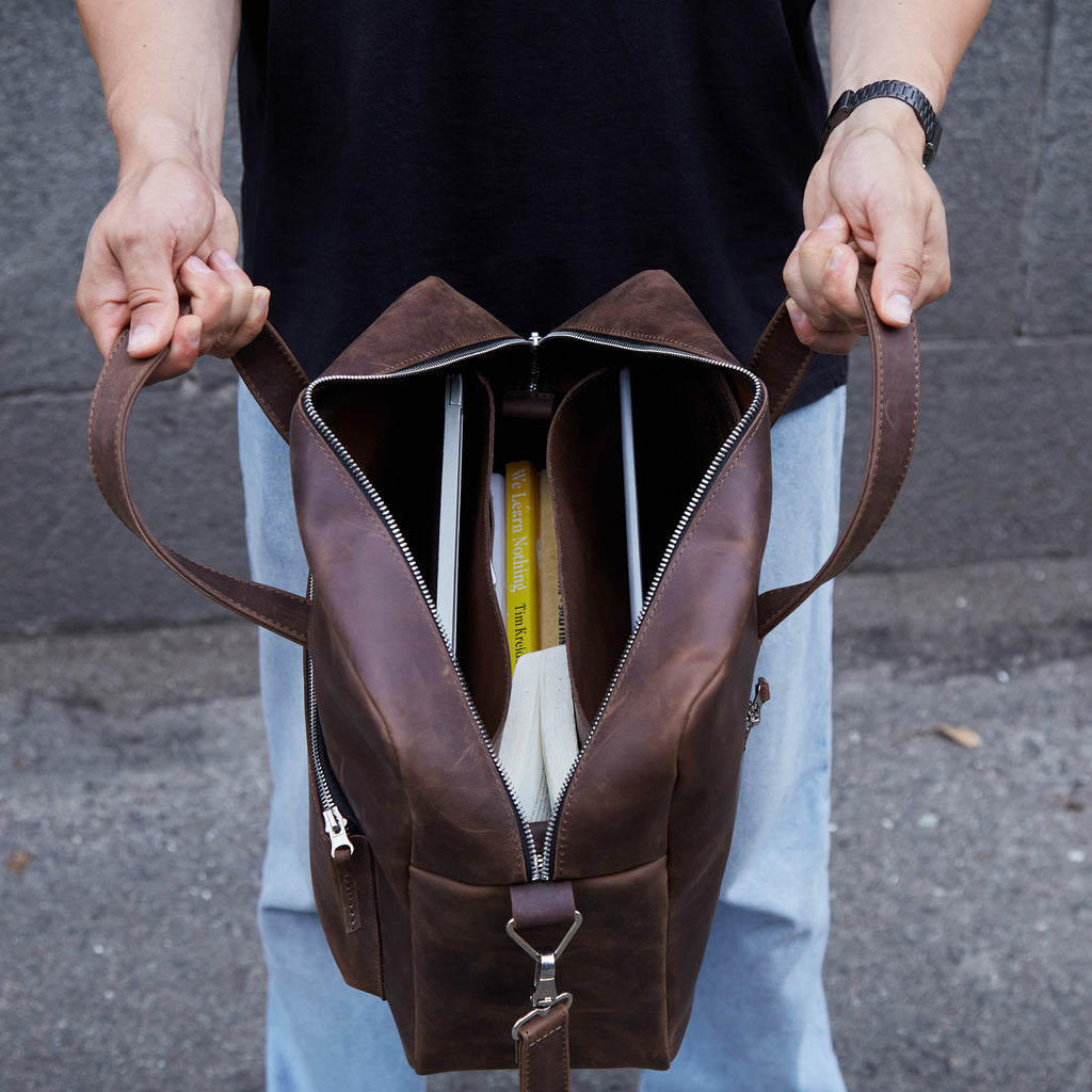 New Traveller Bolso de viaje y diario grande de piel