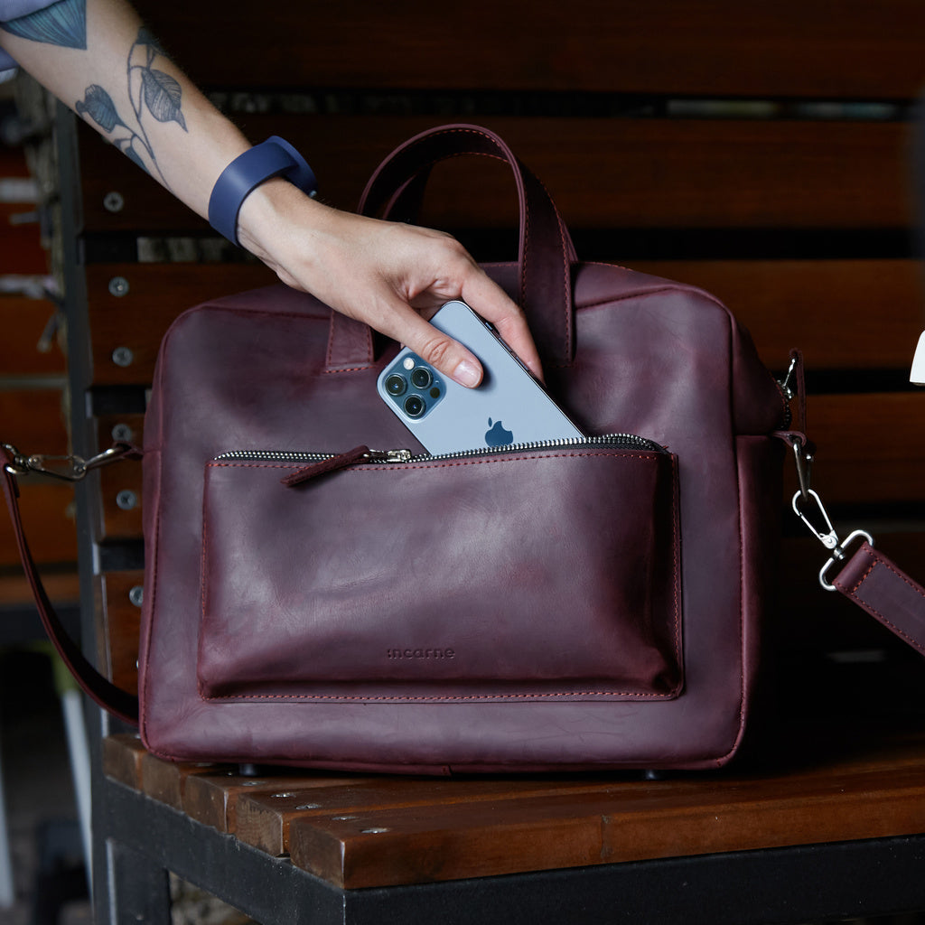 New Traveller Bolso de viaje y diario grande de piel