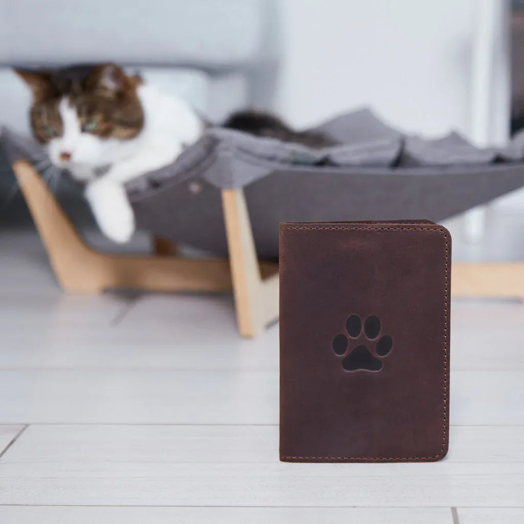 Leather cover for a veterinary passport Paw - INCARNE® Global