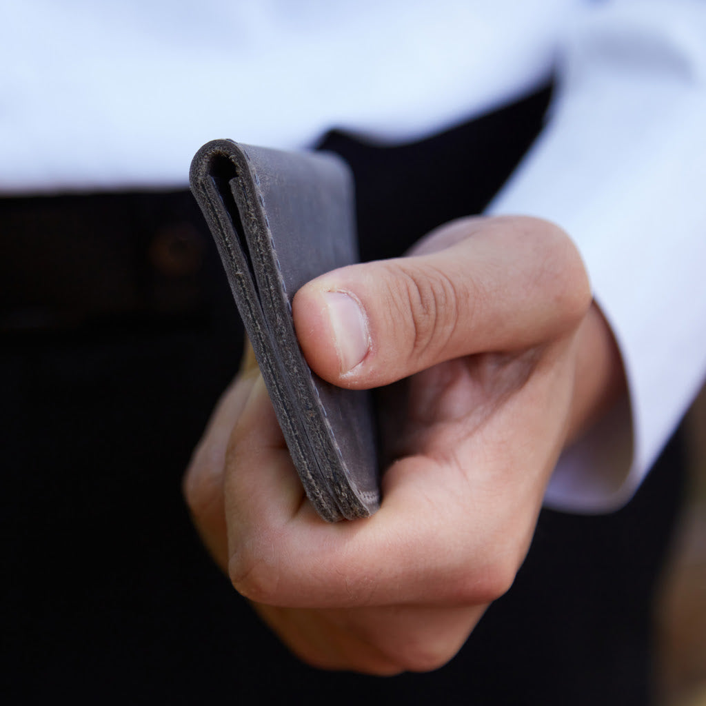 Leather holder for ID card and driver's license