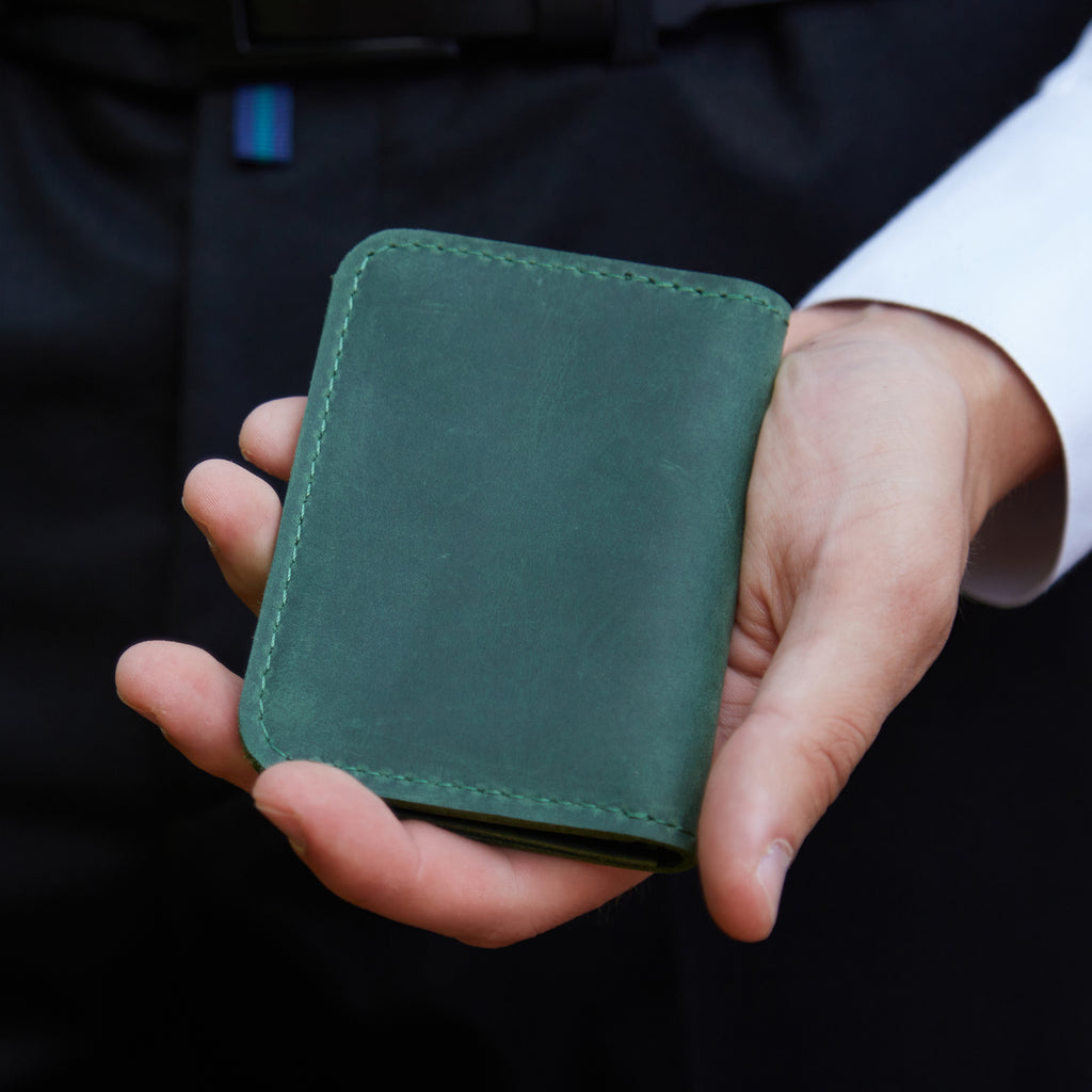 Leather holder for ID card and driver's license