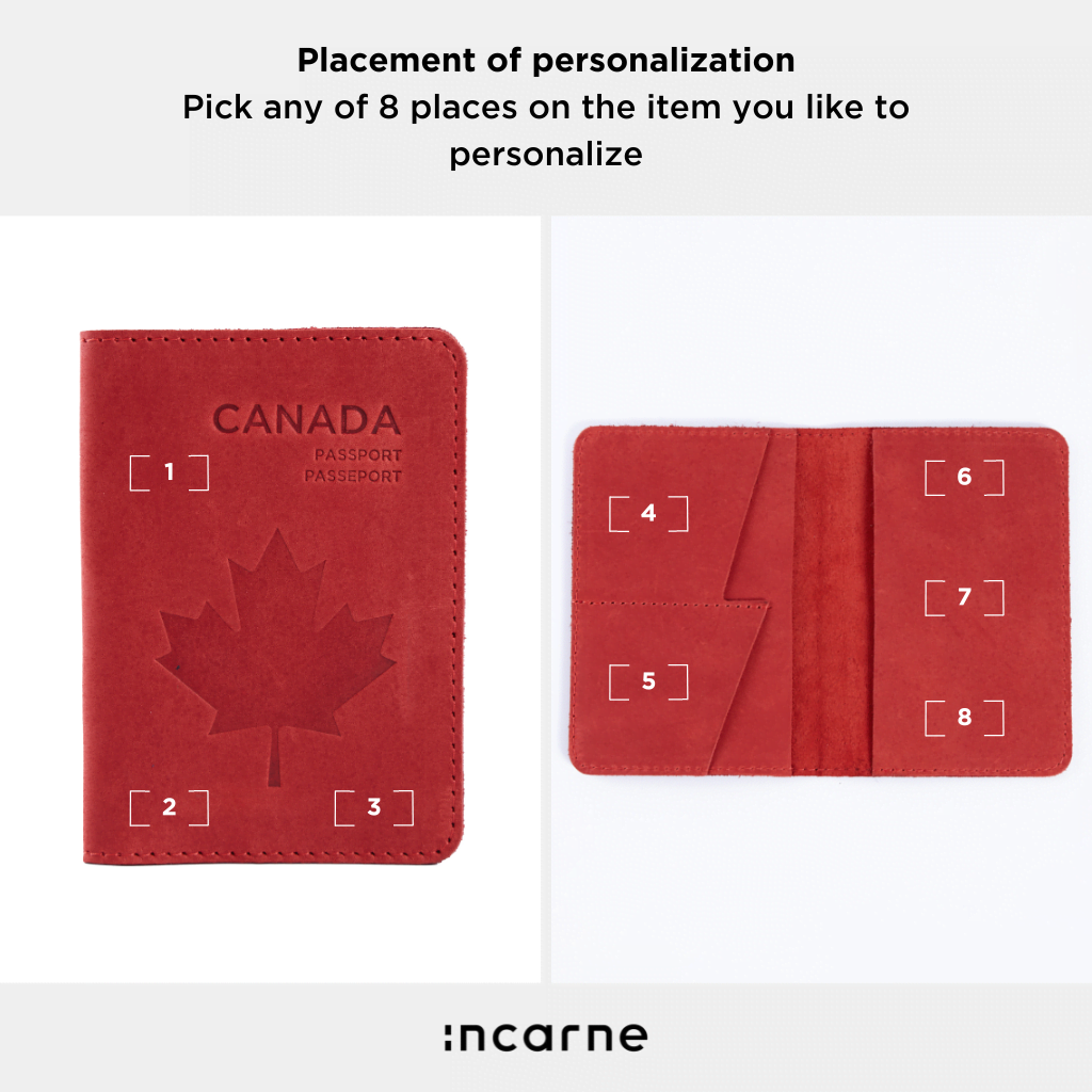 Étui pour passeport avec le symbole national du Canada fabriqué à partir de cuir vintage