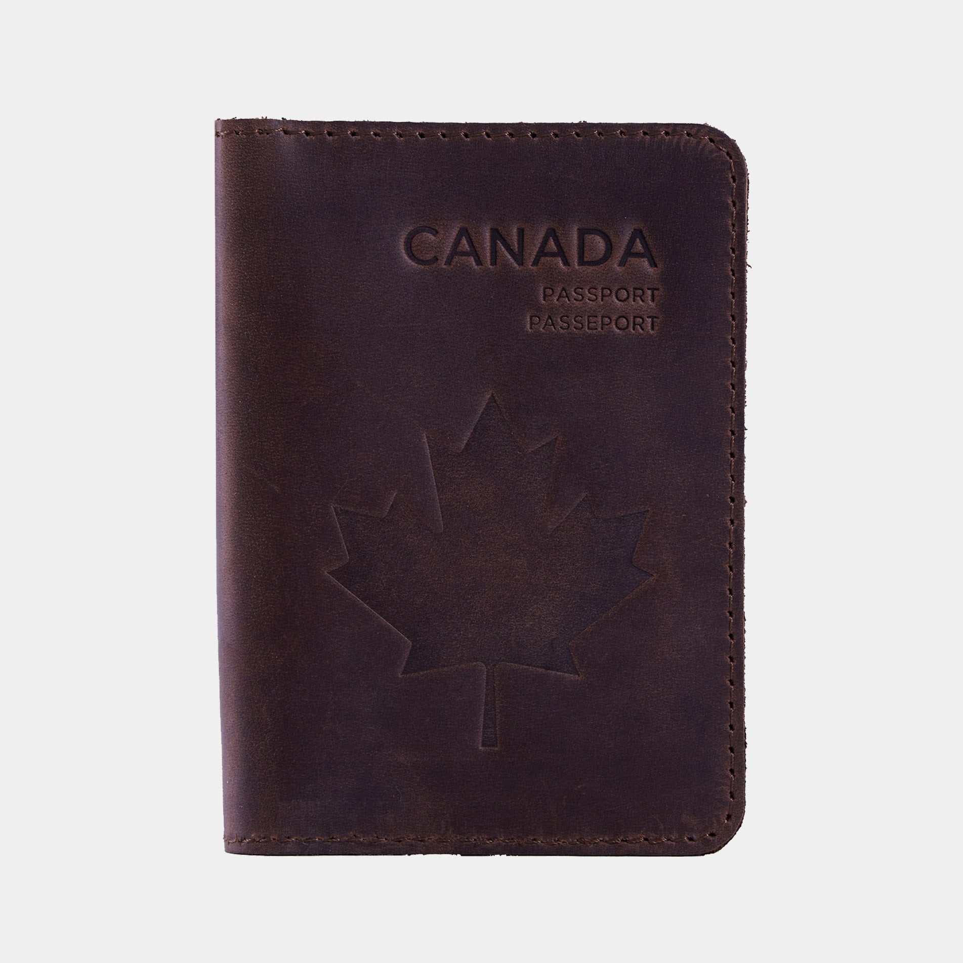 Étui pour passeport avec le symbole national du Canada fabriqué à partir de cuir vintage