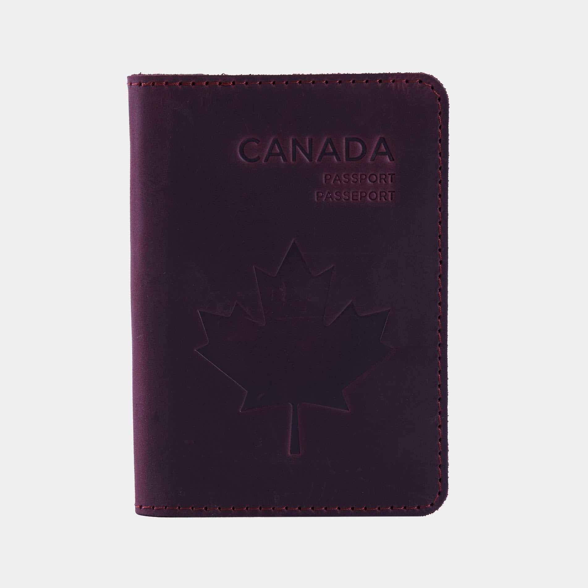 Étui pour passeport avec le symbole national du Canada fabriqué à partir de cuir vintage