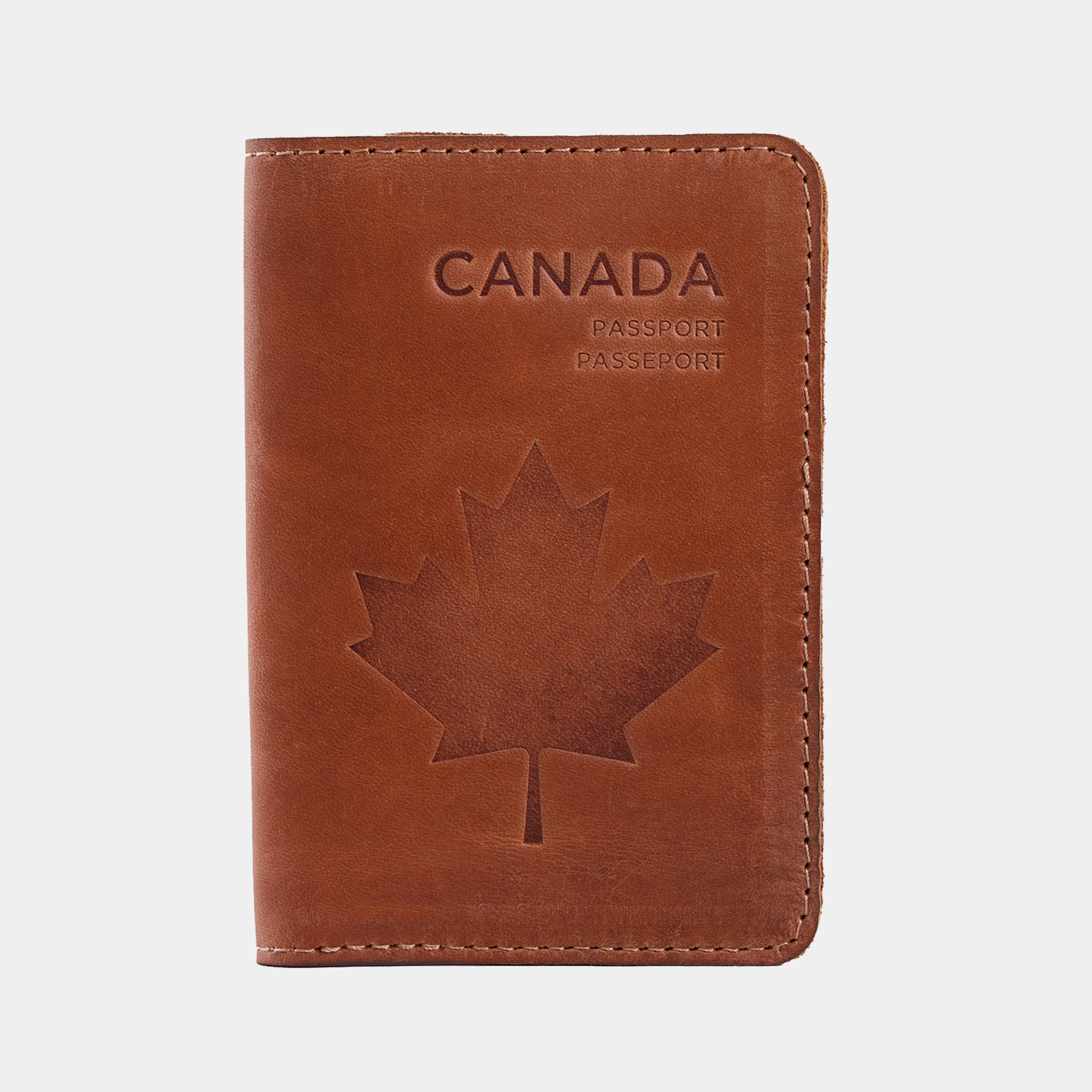 Étui pour passeport avec le symbole national du Canada fabriqué à partir de cuir vintage