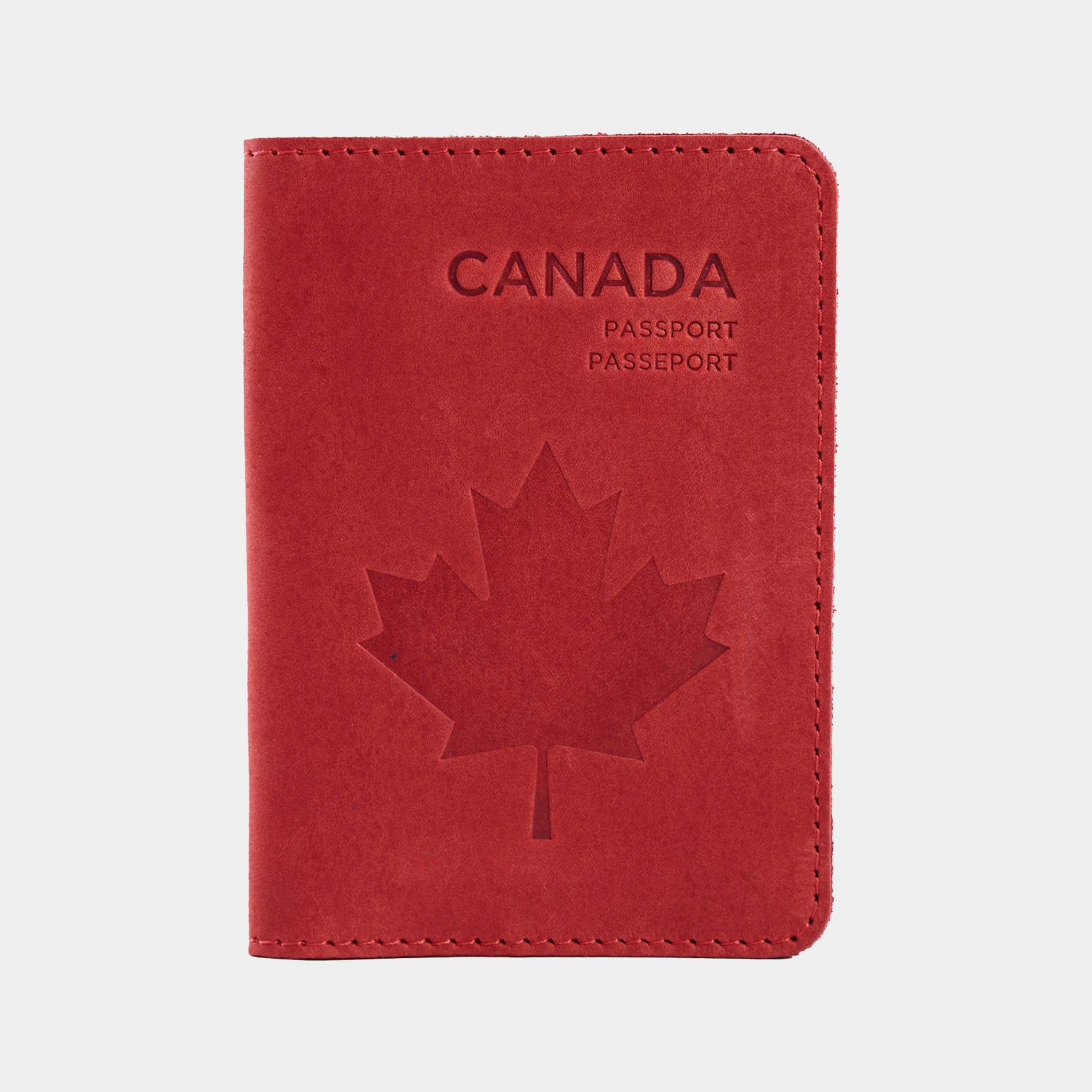 Étui pour passeport avec le symbole national du Canada fabriqué à partir de cuir vintage