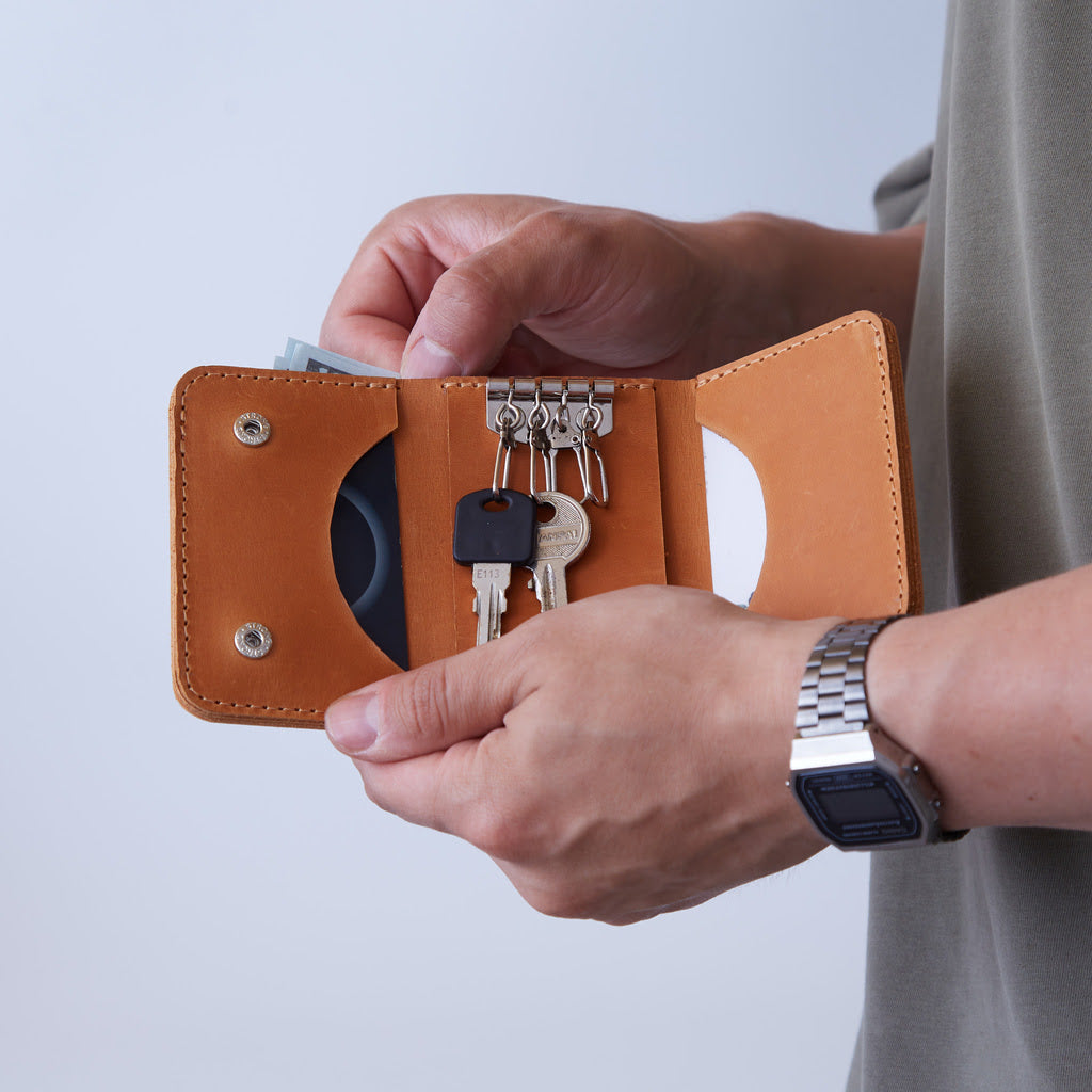 Porte-clés et portefeuille en cuir vintage Key Plus