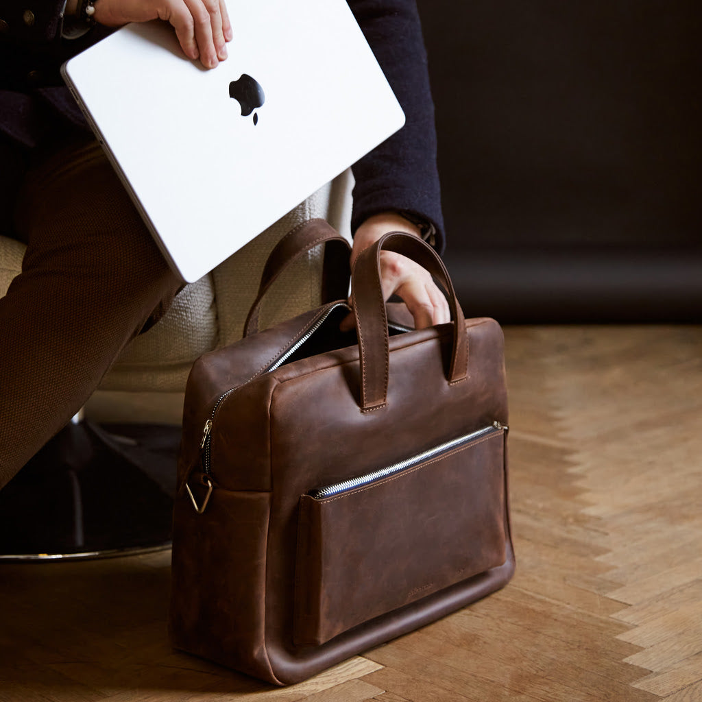New Traveller Bolso de viaje y diario grande de piel