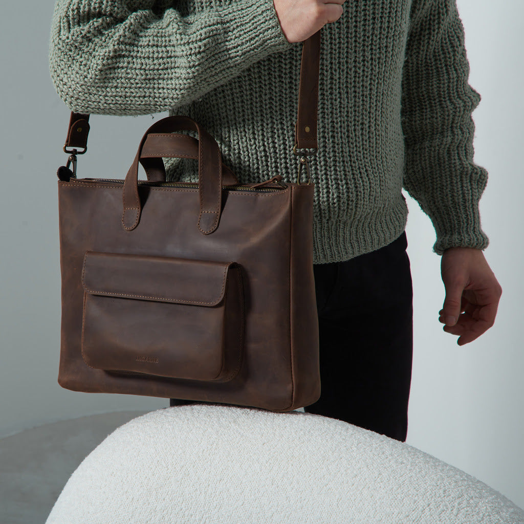 Bolso convertible de cuero para computadora portátil Voyager