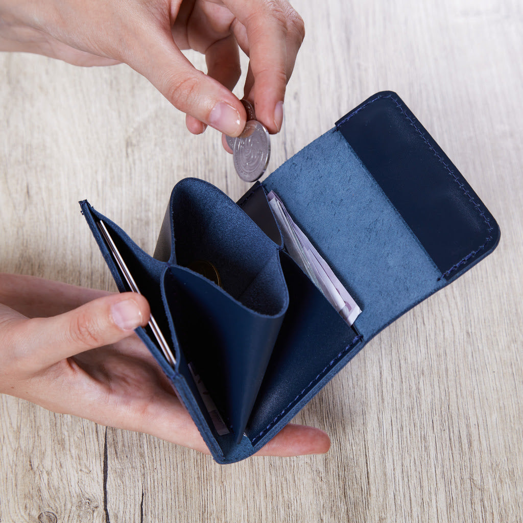 Portefeuille compact anti-RFID Lean en cuir classique