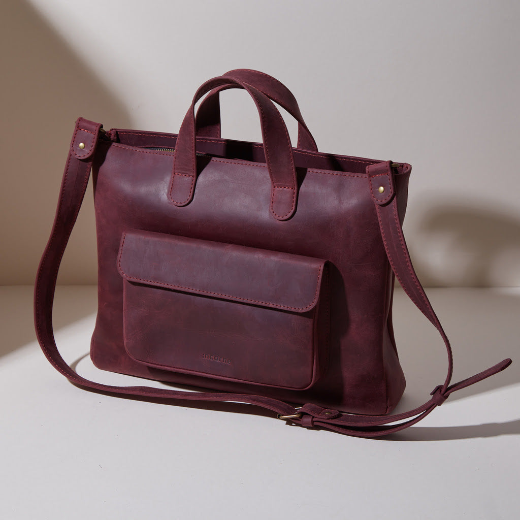 Bolso convertible de cuero para computadora portátil Voyager