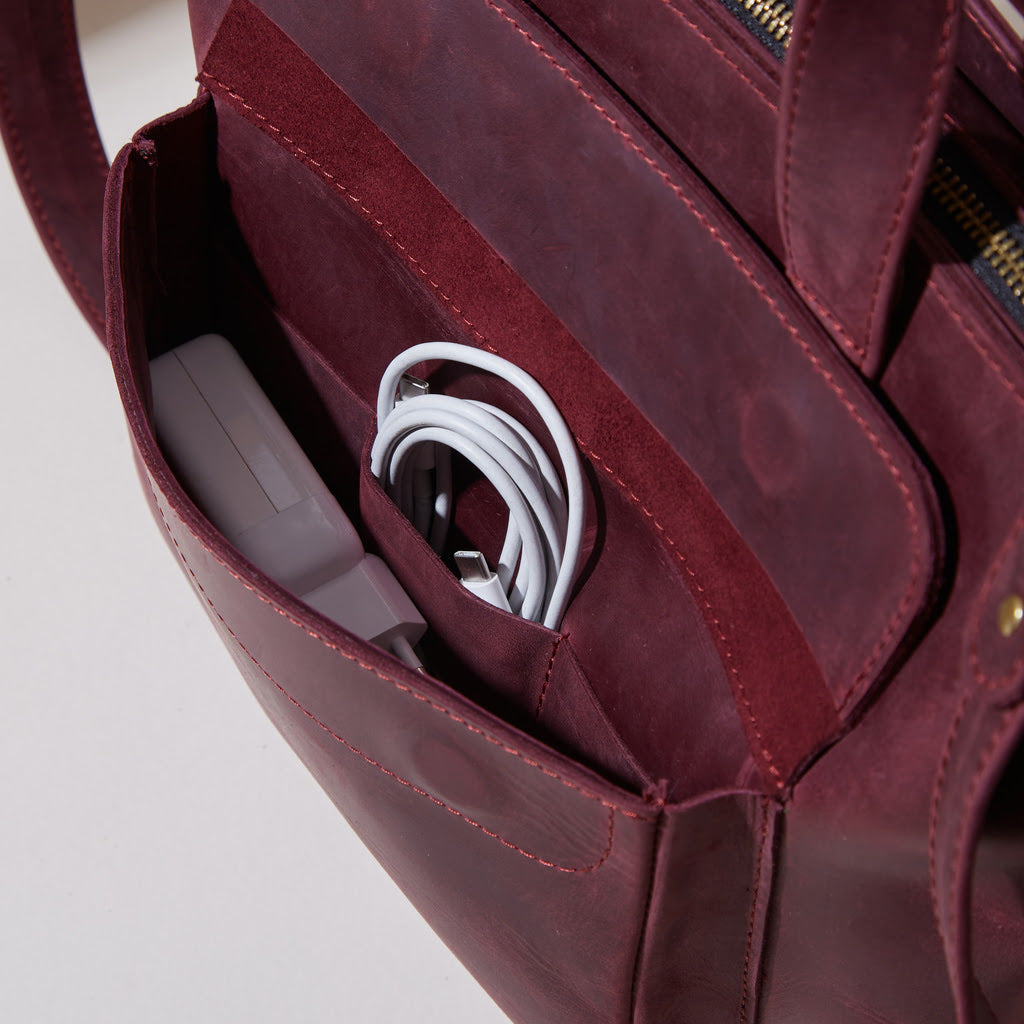 Bolso convertible de cuero para computadora portátil Voyager