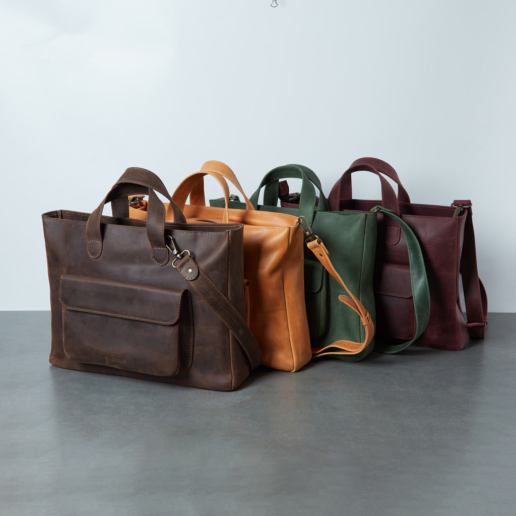 Bolso convertible de cuero para computadora portátil Voyager