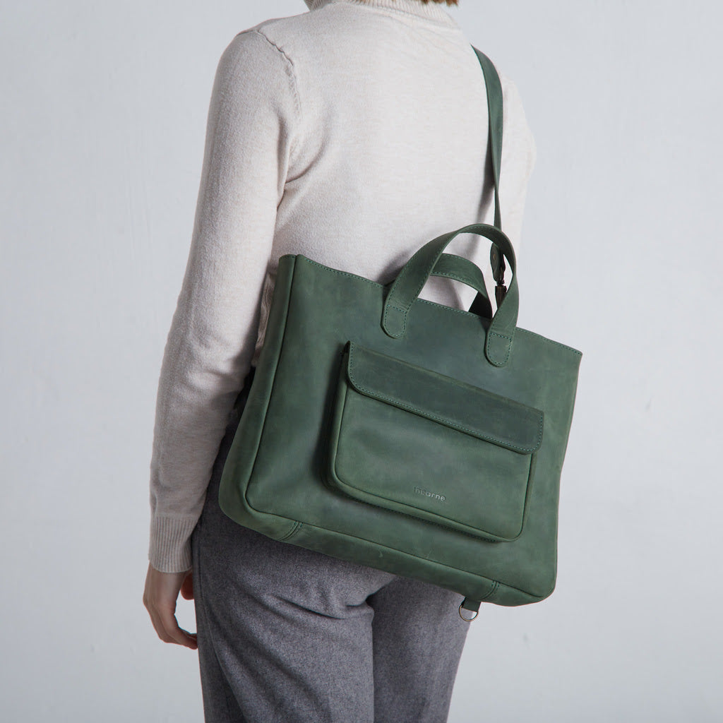 Bolso convertible de cuero para computadora portátil Voyager