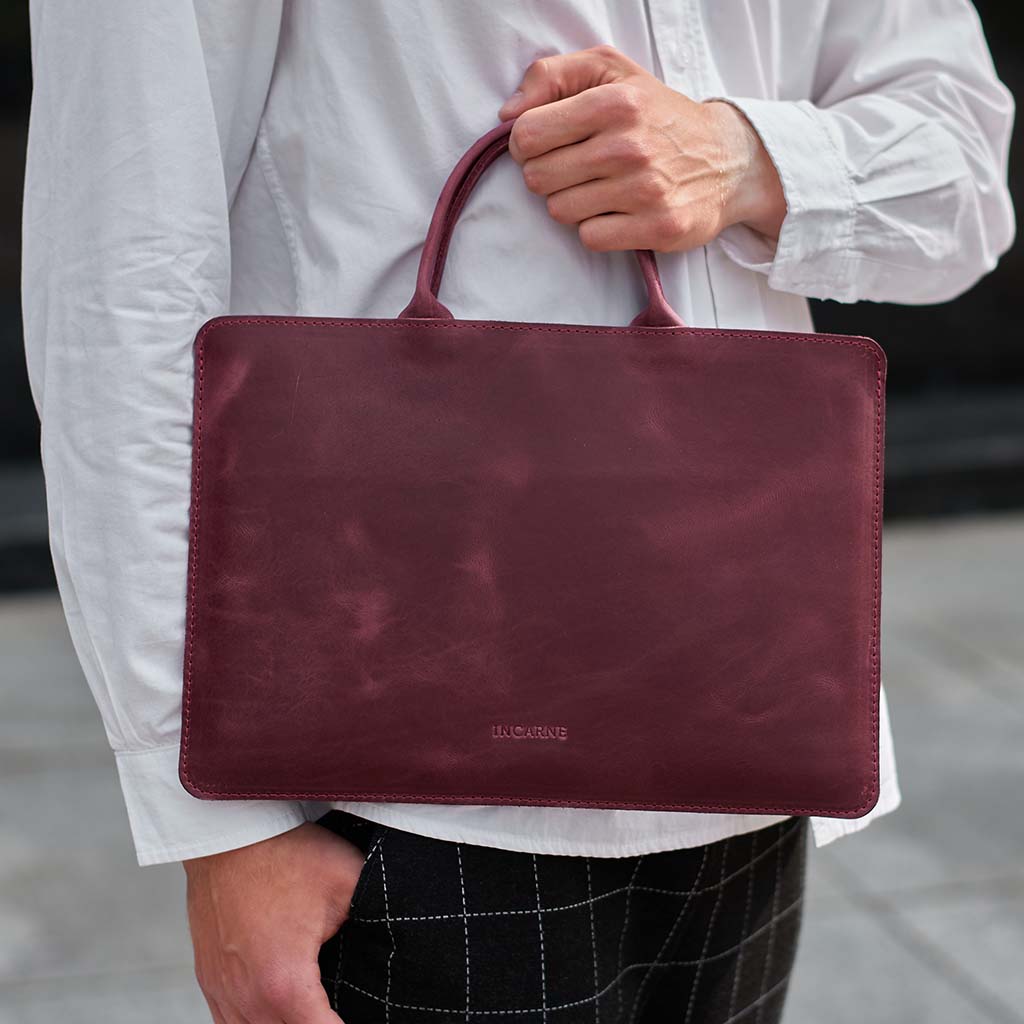 Manche d'ordinateur portable en cuir de tige