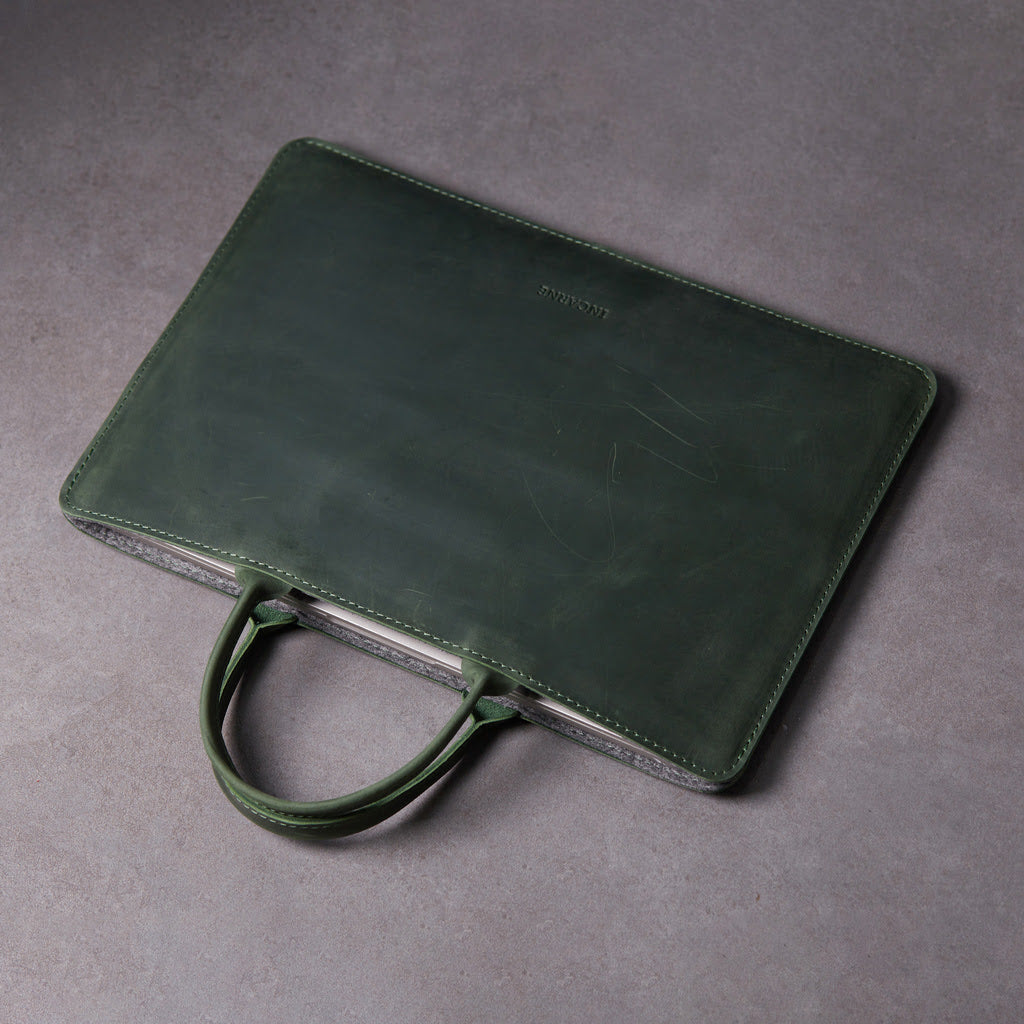 Manche d'ordinateur portable en cuir de tige